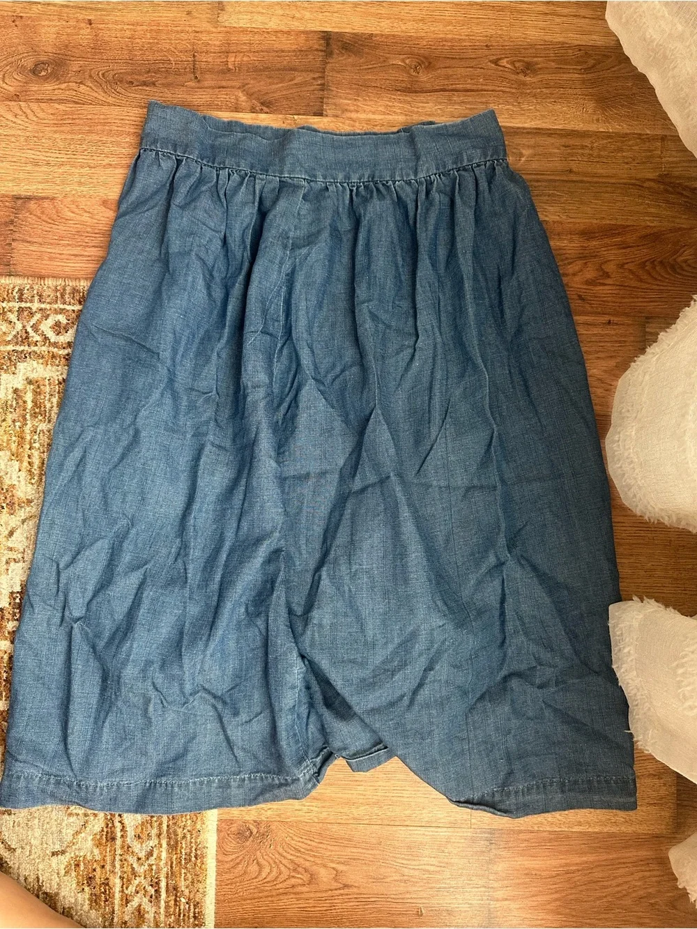 LOFT Button-Front Midi Skirt in Blue Linen blend - Picture 3 of 5